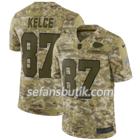 Kansas City Tröjor Chiefs Travis Kelce 87 Nike Camo Salute to Service - Herr